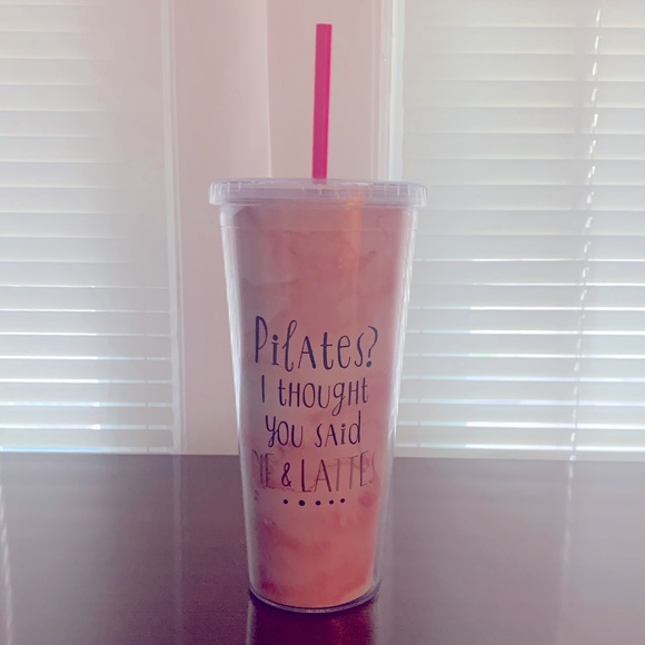 NWT Reusable Plastic Cup.  Pilates?  I thought you said pie & lattes. - Picture 2 of 5